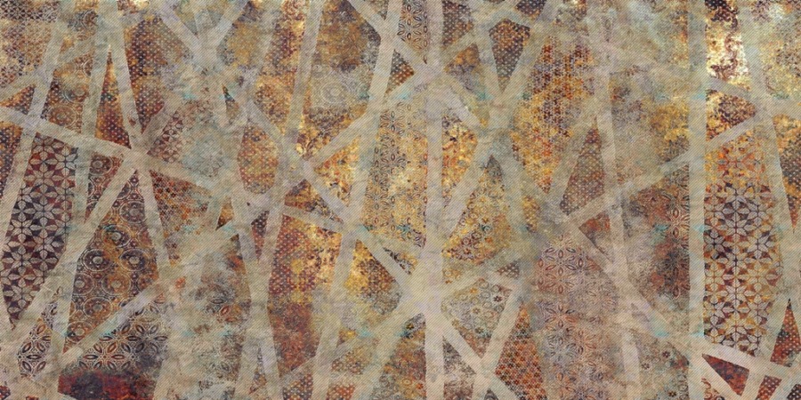 Fototapeta z efektem trójwymiarowej mozaiki z elementami brązu i złota Przecięte Pasami - zdjęcie numer 2
