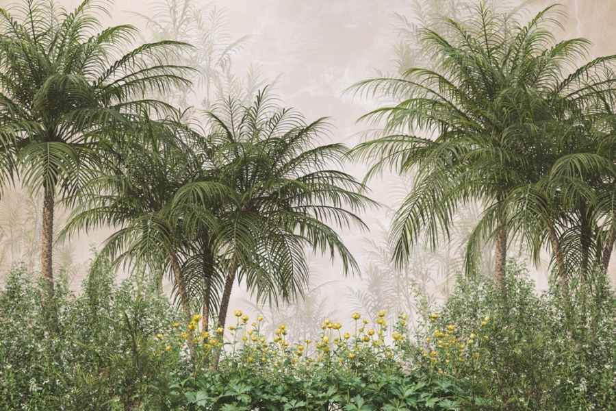 Fototapeta w soczystych kolorach z wakacyjnym motywem roślinnym Zieleń Tropikalnych Palm - zdjęcie numer 2