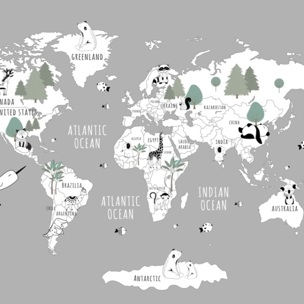 Nástěnné stromy na mapě světa