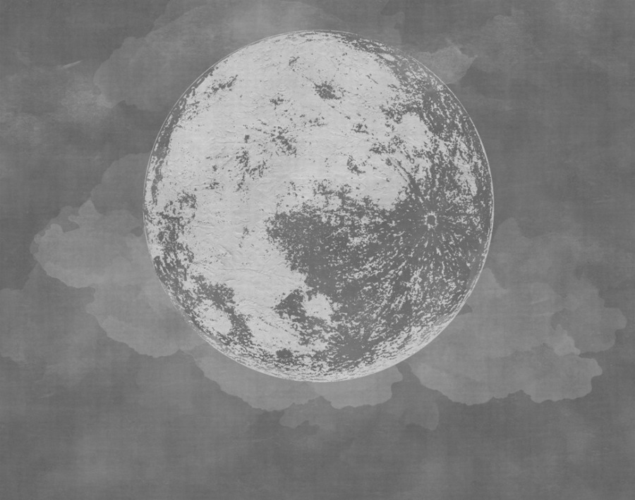Nástěnná malba v odstínech šedé Full Moon - obrázek číslo 2