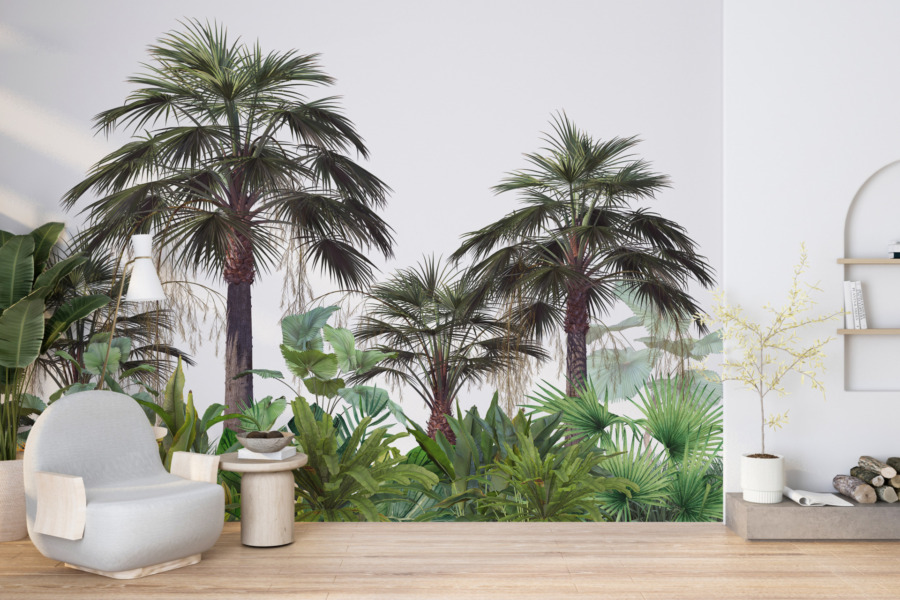 Nástěnná malba exotických stromů na modré obloze Rosy Palms - hlavní obrázek produktu