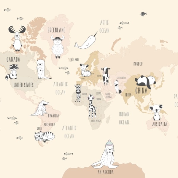 Tapety Růžová mapa se zvířaty