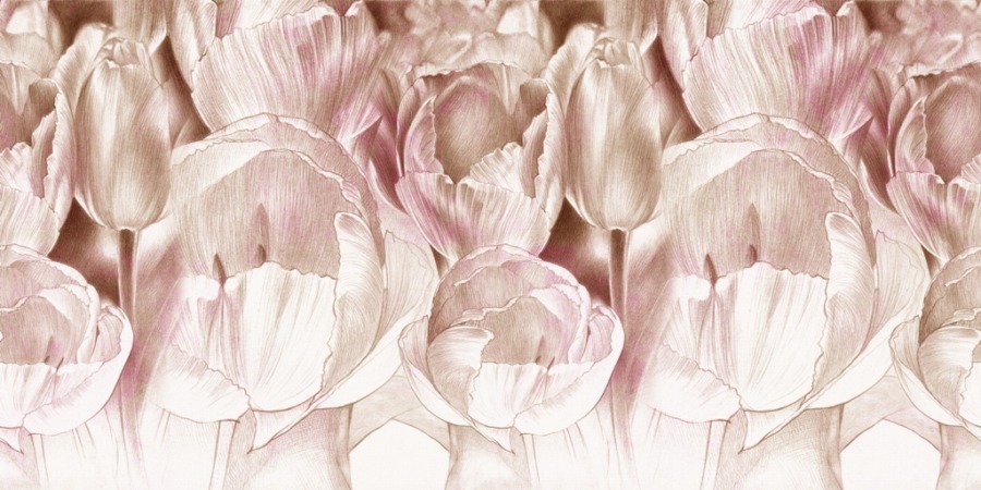 Fototapeta w stylu retro w delikatnej tonacji Różowe Tulipany - zdjęcie numer 2
