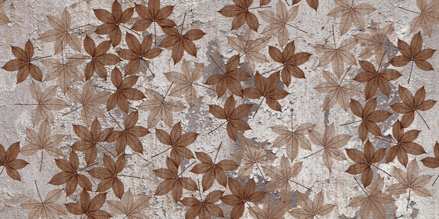 Nástěnná malba v podzimní hnědé barvě Wall of fine leaves - obrázek číslo 2