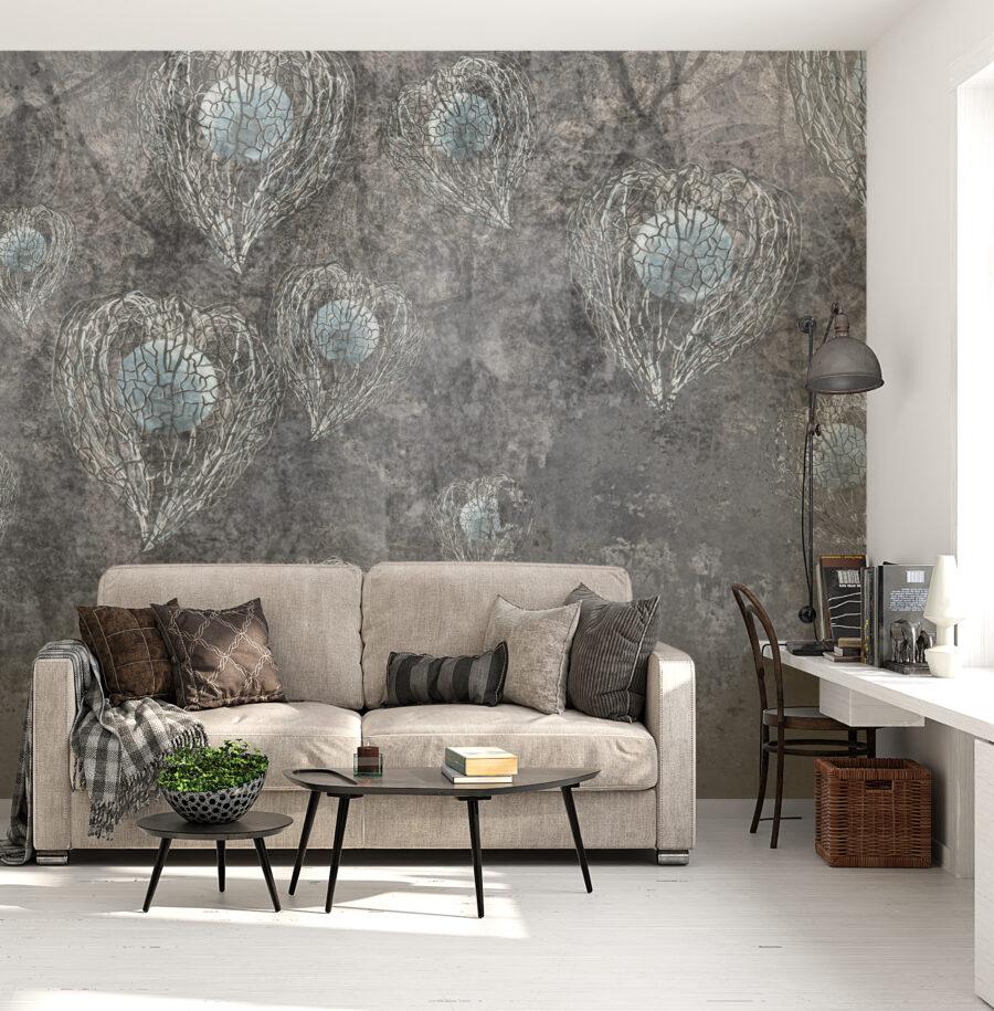 Delicate Grey floral mural - hlavní obrázek produktu