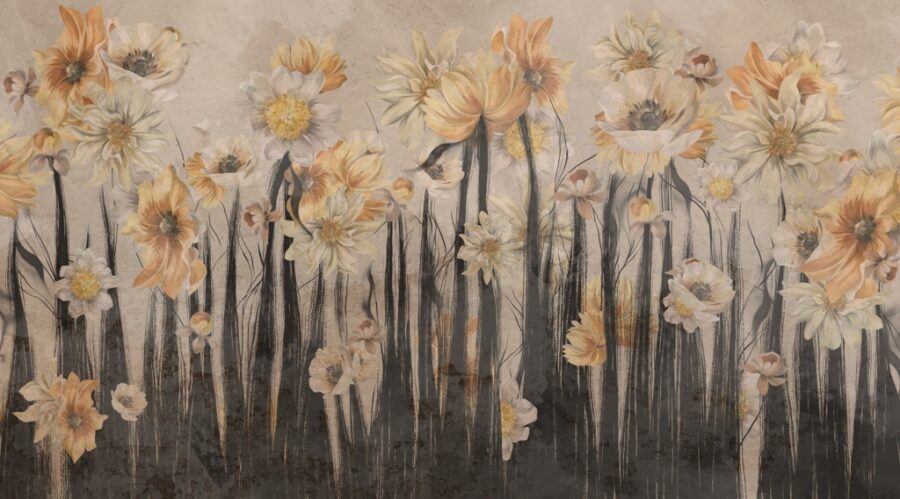 Nástěnná malba slunečných květin ideální pro obývací pokoj Květinové pole - obrázek číslo 2