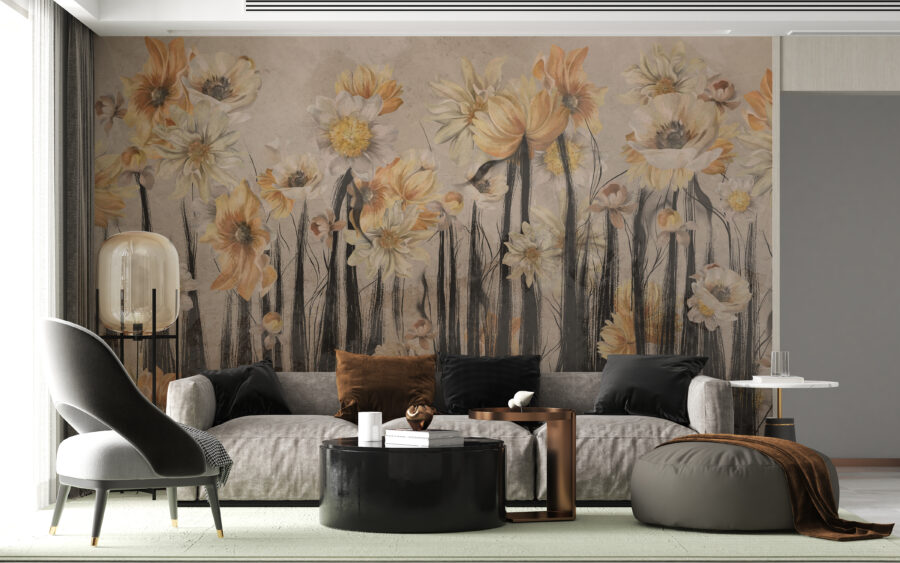 Fototapeta slunečných květin ideální do obývacího pokoje Květinové pole - hlavní obrázek produktu