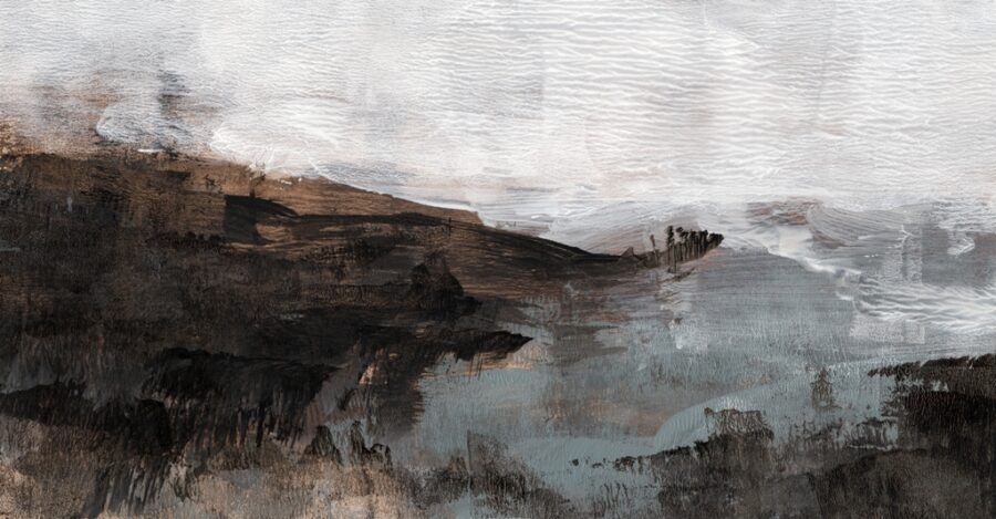 Fototapeta malowana akwarelą z wyraźną teksturą Mgła w Dolinie - zdjęcie numer 2