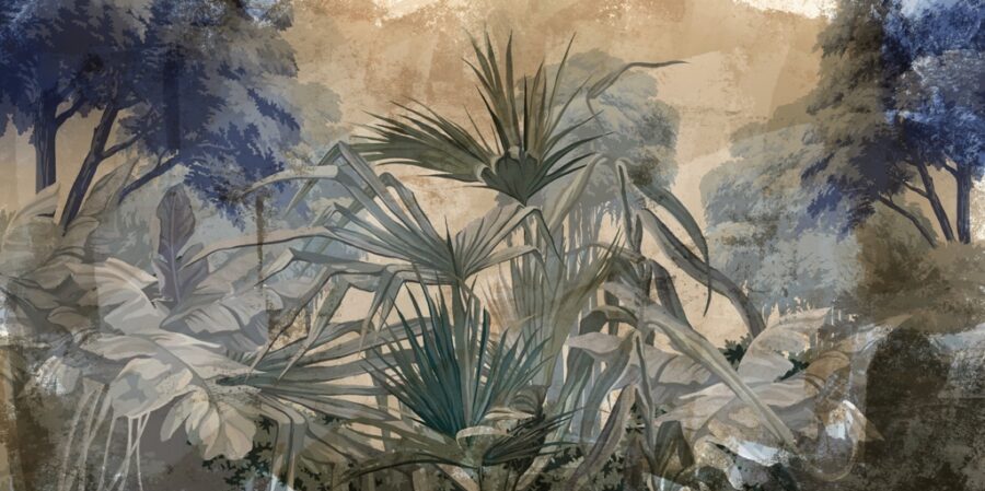 3D nástěnná malba s exotickou krajinou Blue Tree in the Tropics - obrázek číslo 2