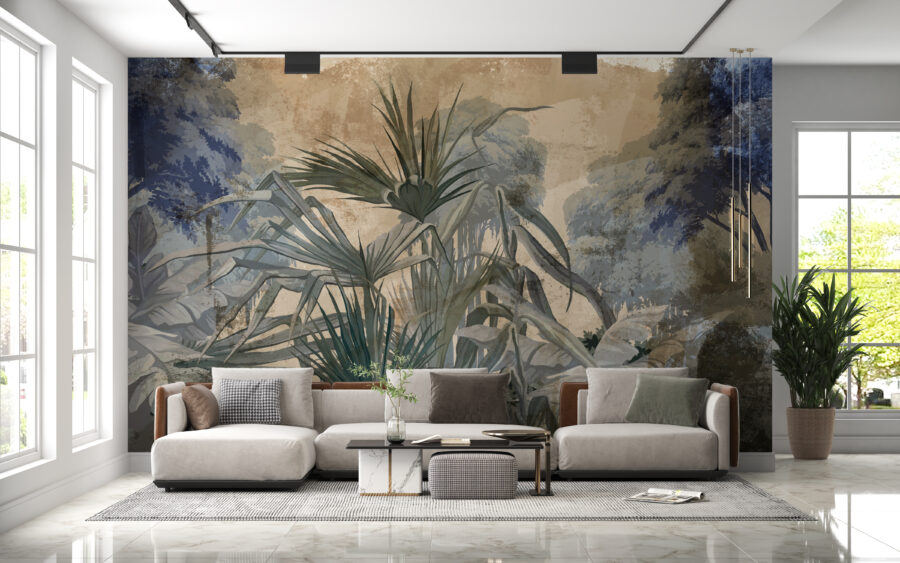 3D nástěnná malba s exotickou krajinou Blue Tree in the Tropics - hlavní obrázek produktu