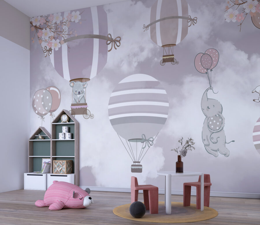 Nástěnná malba v jemných barvách ideální do dětského pokoje Spring Flight - hlavní obrázek produktu