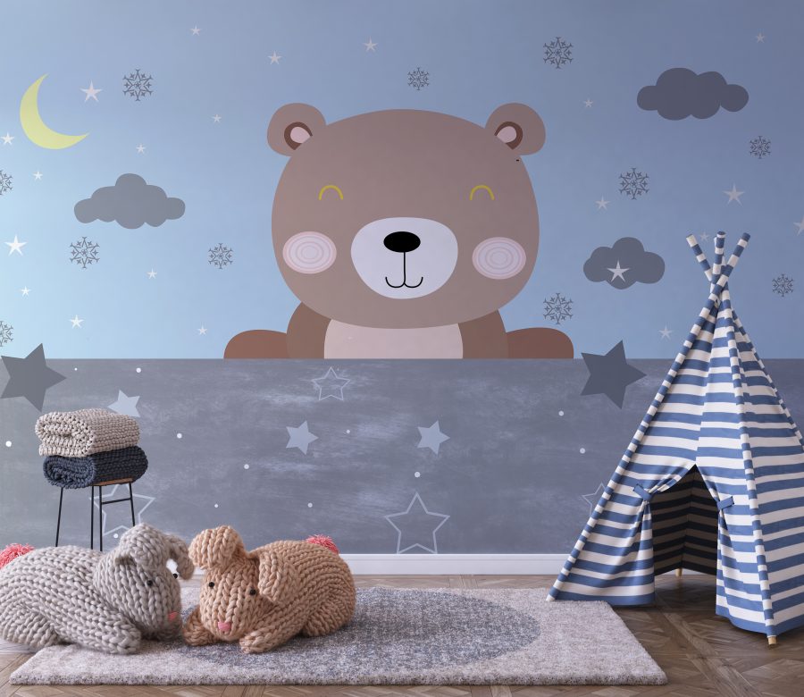 Fototapeta rozkošného medvídka se zavřenýma očima ideální do dětského pokoje Hnědý medvídek - hlavní obrázek produktu