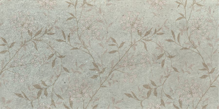 Nástěnná malba v měkké šedé barvě s malými květy Větvičky na zdi - obrázek číslo 2