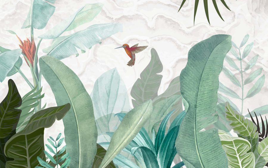 Fototapeta s exotickým motivem Kolibřík v listí - obrázek číslo 2