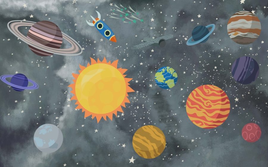 Tapety s planetami ve veselých barvách pro děti Colourful Cosmos - číslo obrázku 2