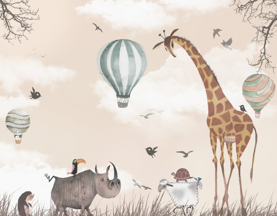 3D nástěnná malba pro děti Žirafa a balónky - obrázek číslo 2