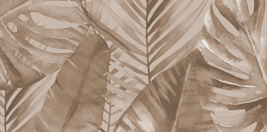 Fototapeta v teplých odstínech hnědé s tropickým motivem ideální pro elegantní interiér Hnědé palmové listy - obrázek číslo 2