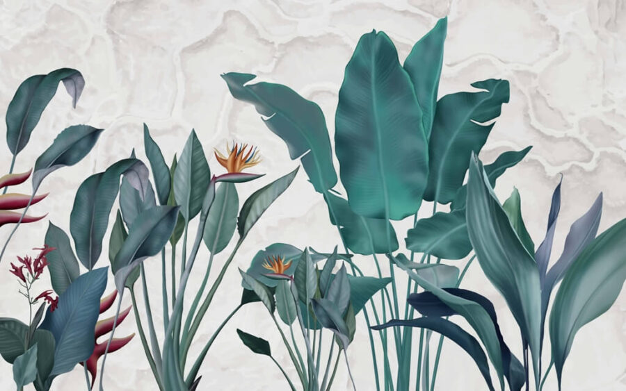Nástěnná malba v silných tónech s motivem exotických květin Strelitzia flowers - obrázek číslo 2