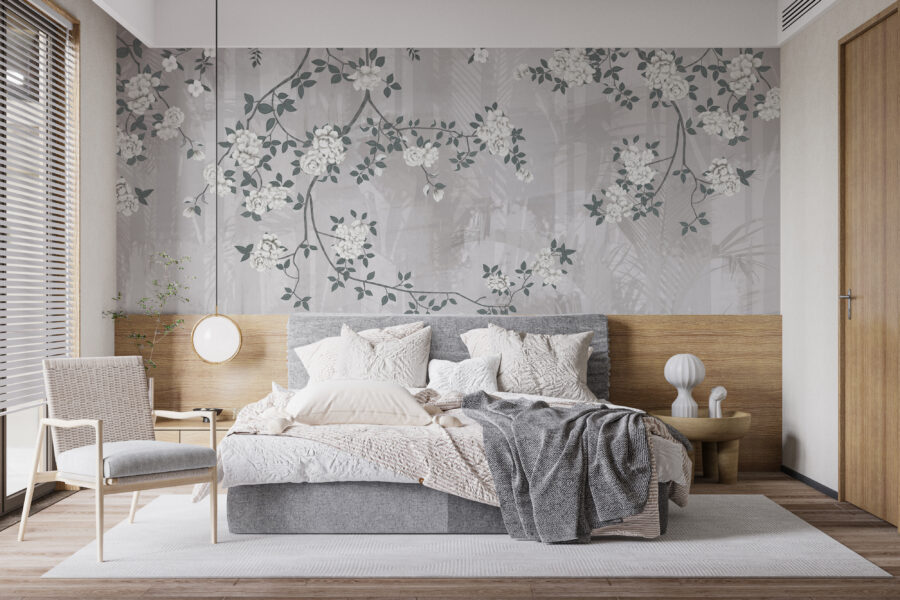 Fototapeta v módních tlumených barvách, která se hodí do každého interiéru Kvetoucí šedá - hlavní obrázek produktu