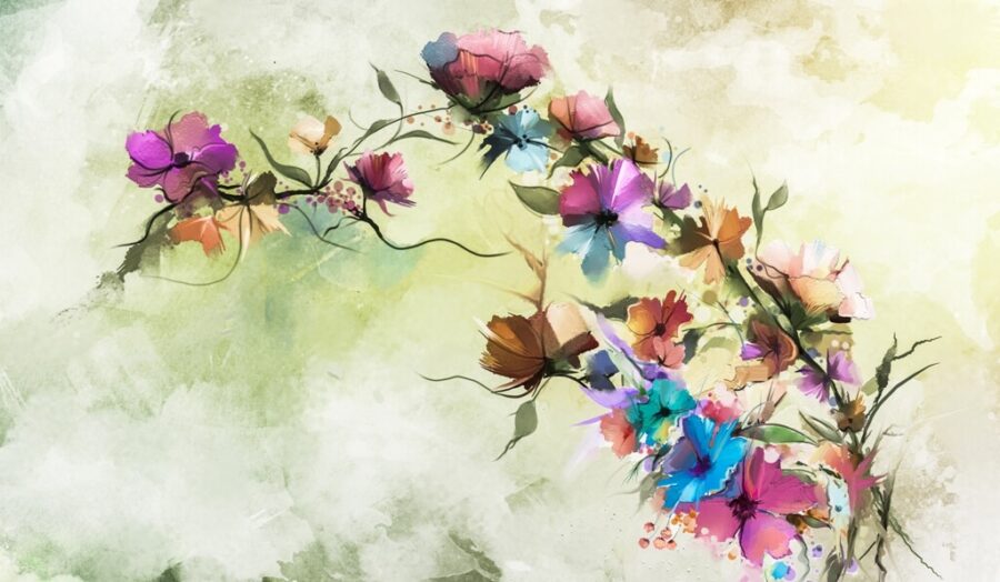 Fototapeta s motivem pestrých divokých květin v různých barvách Květnatá louka - obrázek číslo 2