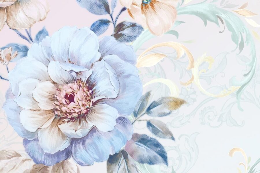Fototapeta w stylu klasycznym w błękitnej tonacji Niebieski Kwiat - zdjęcie numer 2