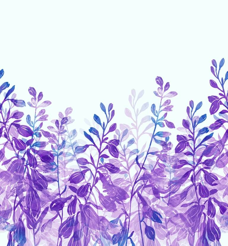 Nástěnná malba s divokými rostlinami v silných odstínech na světlém pozadí Violet Plants - číslo obrázku 2