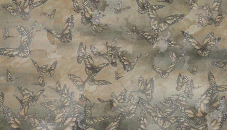 Nástěnná malba s opotřebovanou a vybledlou strukturou látky Motýli v letu - obrázek číslo 2
