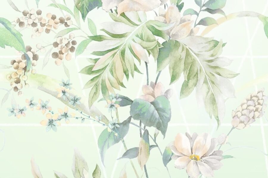 Nástěnná malba s jemnou zelení a květinovým motivem Subtle Greenery - obrázek číslo 2