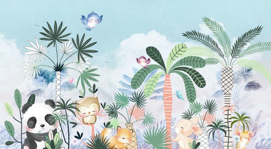 Nástěnná malba ve šťastném tropickém podnebí pro děti Happy Animals - obrázek číslo 2