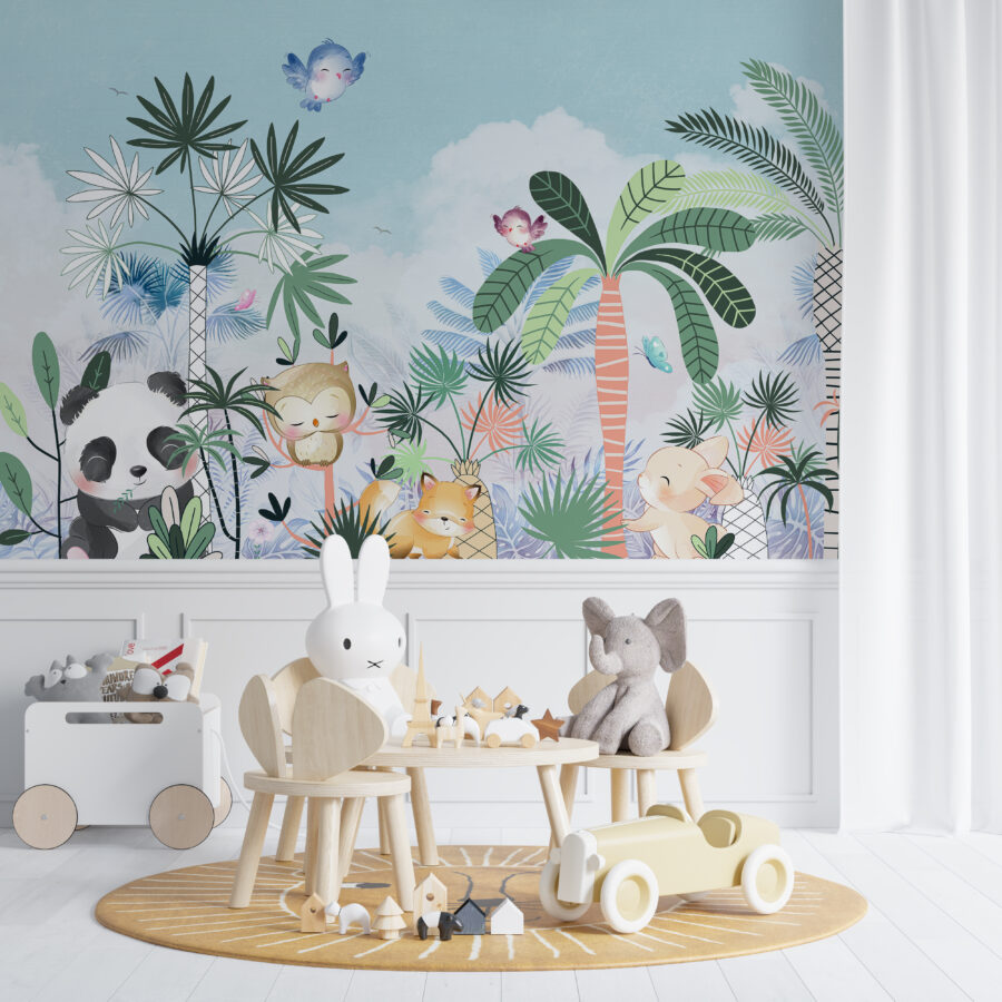 Veselé tropické klima nástěnná malba pro děti Happy Animals - hlavní obrázek produktu