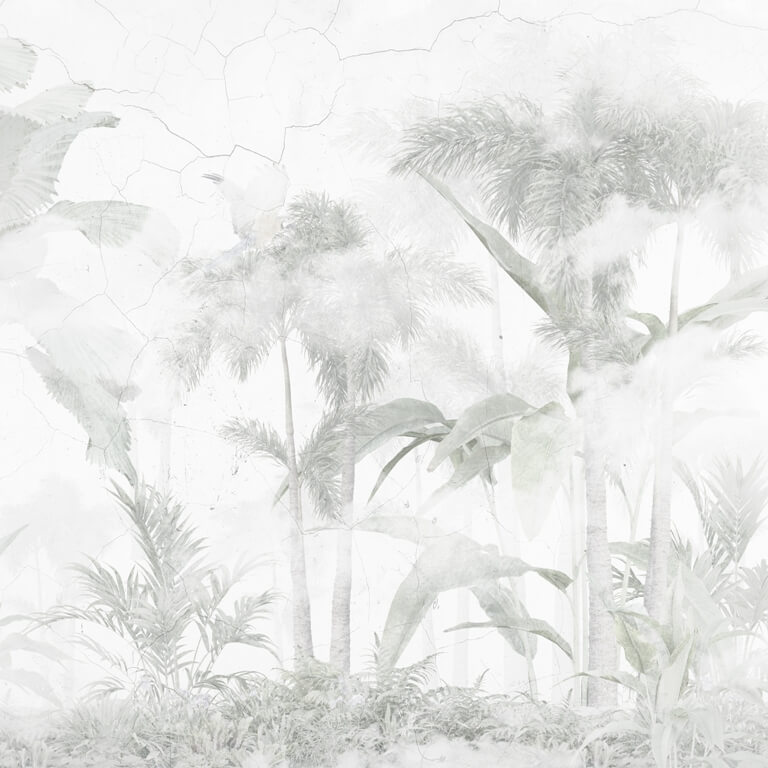 Fototapeta v odstínech šedé s tropickým motivem Faded Jungle - obrázek číslo 2