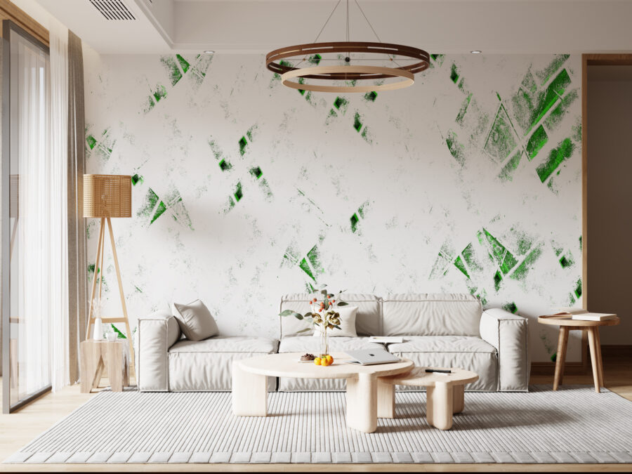 Nástěnná malba imitující bílý malovaný rostlinný vzor Whitened Green - hlavní obrázek produktu