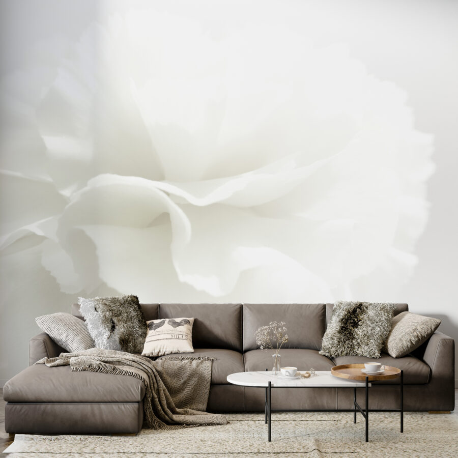 Nástěnná malba s květinovým motivem ve zvětšených, stylových a nadčasových barvách White Flower - hlavní obrázek produktu