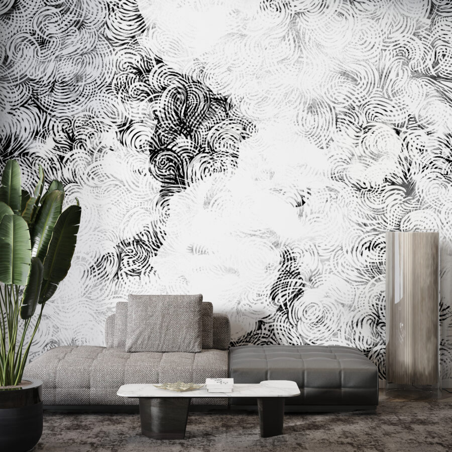 Vlastní nástěnná malba s květinovým motivem White in Black - hlavní obrázek produktu