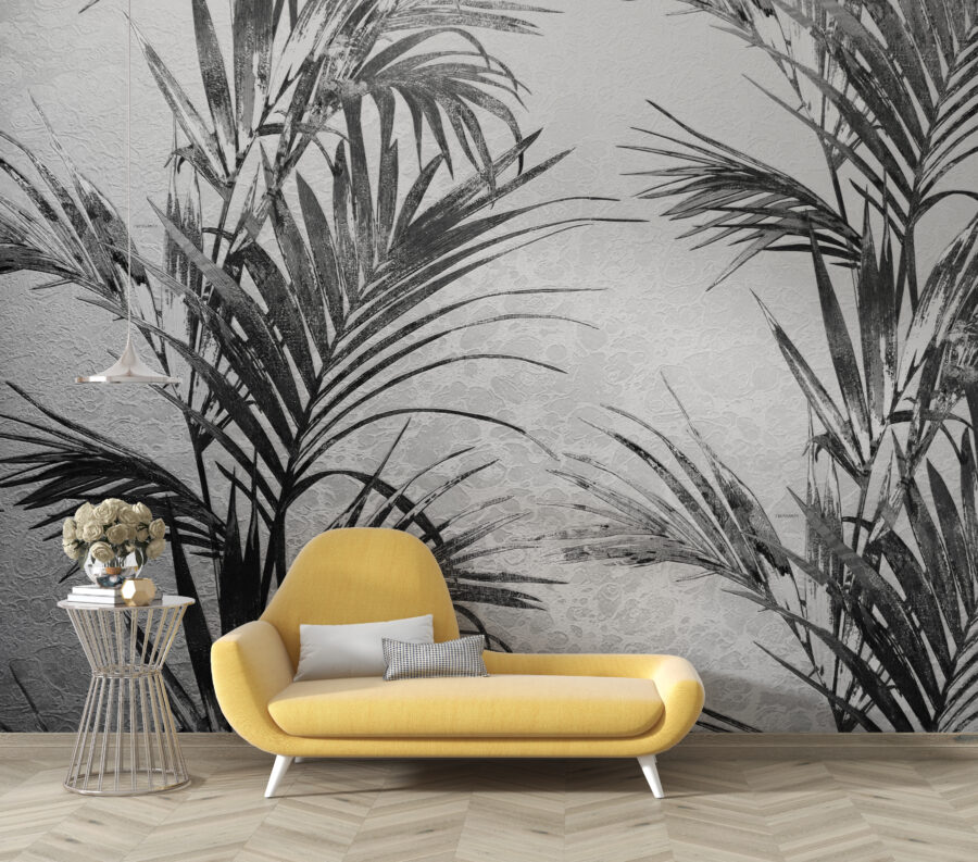 Nástěnná malba s tropickým motivem v tmavých elegantních tónech Palms in the Dark - hlavní obrázek produktu