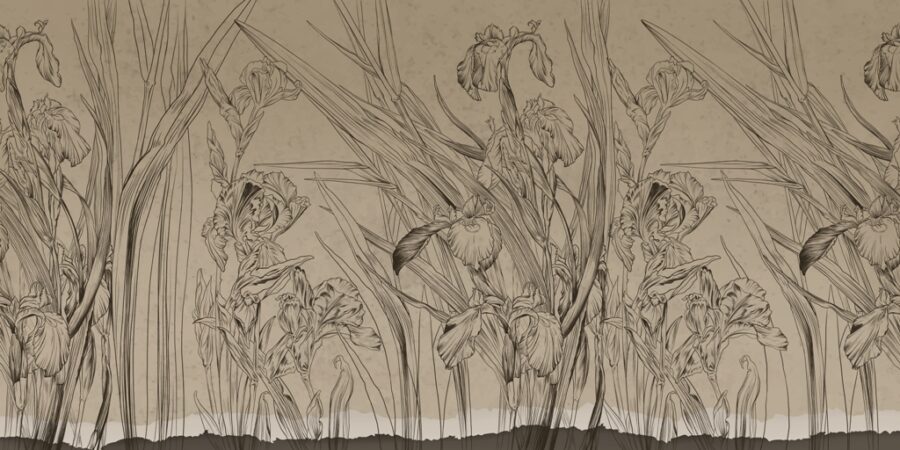 Nástěnná malba s motivem exotických rostlin na tmavším pozadí Tall Flowers - číslo obrázku 2