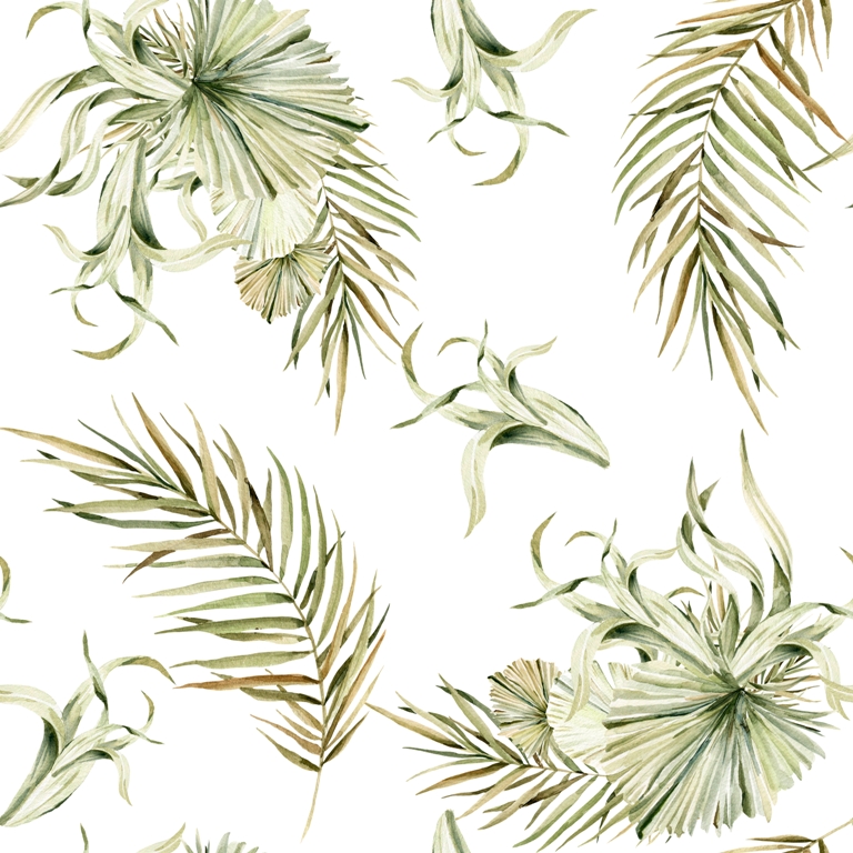 Minimalistický styl nástěnné malby s tropickým květinovým motivem Green Palm - obrázek číslo 2
