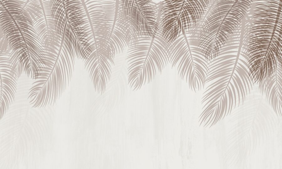 Fototapeta s minimalistickým motivem listů v jemných odstínech hnědé Chocolate Fern Leaves - obrázek číslo 2