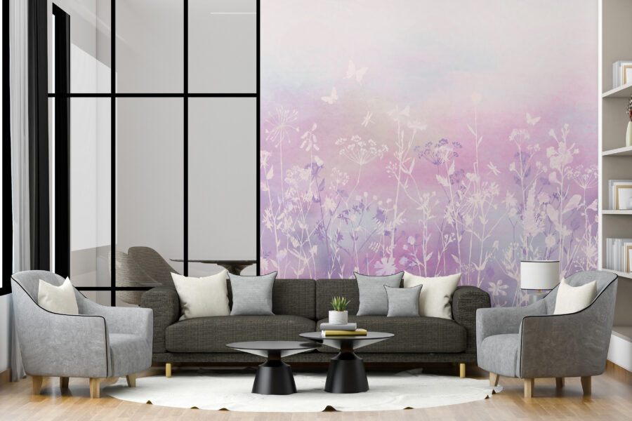 Jemná květinová kompozice v jemných tónech ideální pro obývací pokoj Polní květiny v růžové barvě - hlavní obrázek produktu