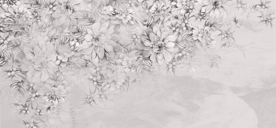 Fototapeta s květinovým motivem v odstínech šedé ideální pro elegantní pokoje Květiny Grey - obrázek číslo 2