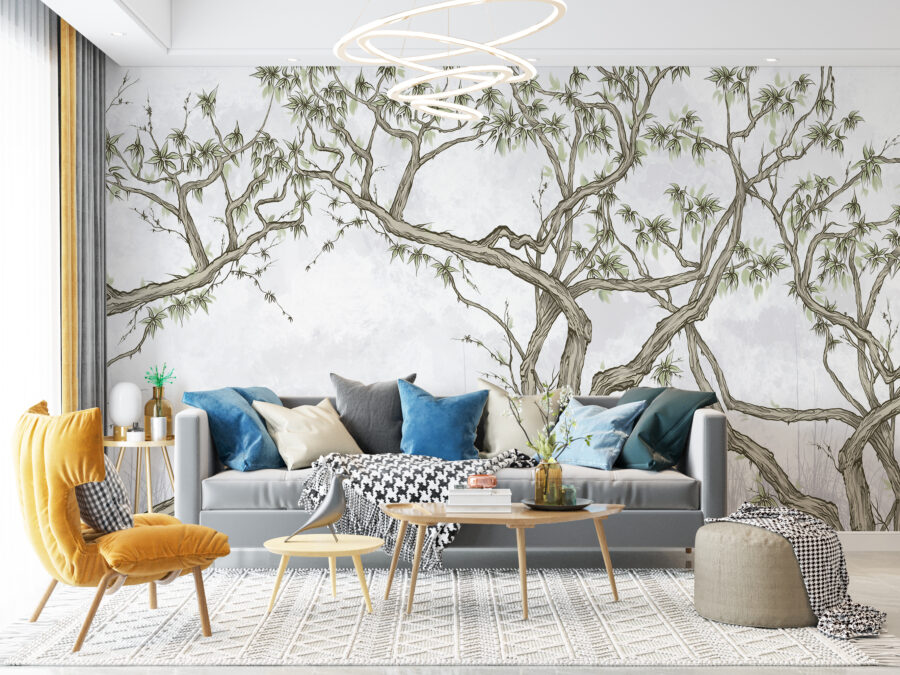 Gravírovaná nástěnná malba ideální do obývacího pokoje Tangled Branches - hlavní obrázek produktu