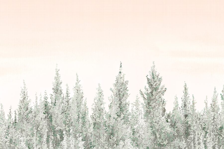Nástěnná malba zimního lesa ve světle zapadajícího slunce Orange Sky - obrázek číslo 2
