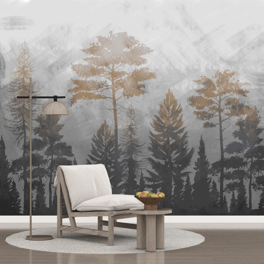Negativní nástěnná malba s viditelnými tahy štětce Blurred Forest - hlavní obrázek produktu