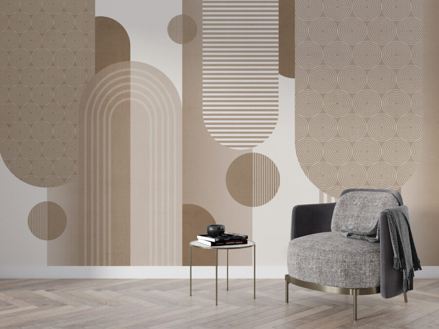 Fototapeta v teplých barvách v moderním stylu ideální do obývacího pokoje Beige Geometry - hlavní obrázek produktu