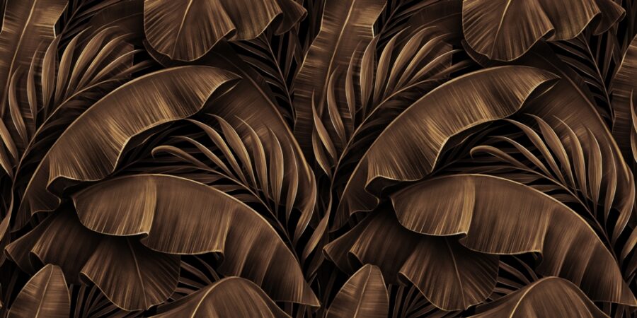 Fototapeta w ciepłych brązach z motywem tropikalnych liści Czekoladowe Liście  - zdjęcie numer 2