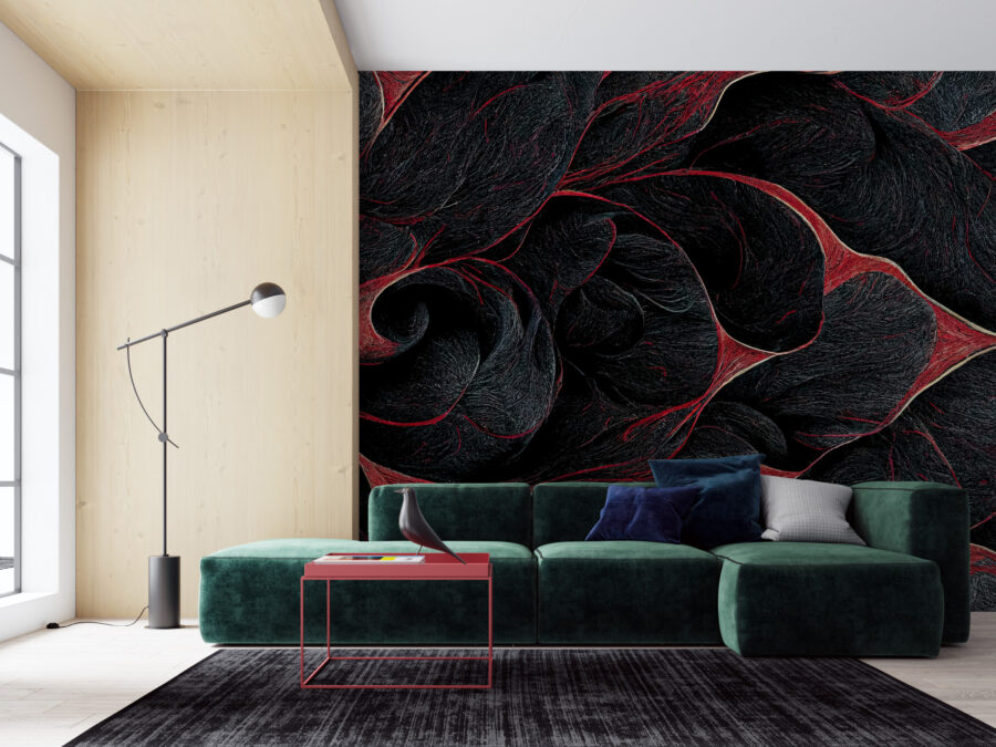 Nástěnná malba v moderním stylu v pozoruhodných barvách Červená v černé - hlavní obrázek produktu