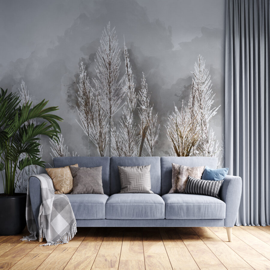 Zimní barevná fototapeta ideální do obývacího pokoje Frost On Plants - hlavní obrázek produktu