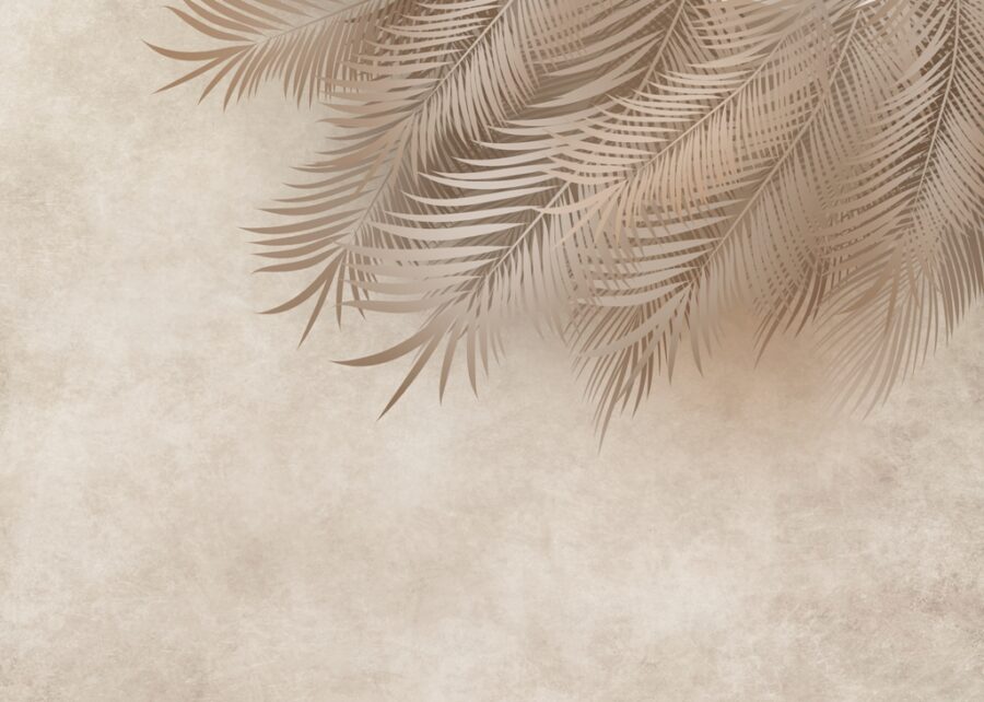 Fototapeta w ciepłej sepii, przywołująca gorący lekki wiatr Długie Liście Palmy