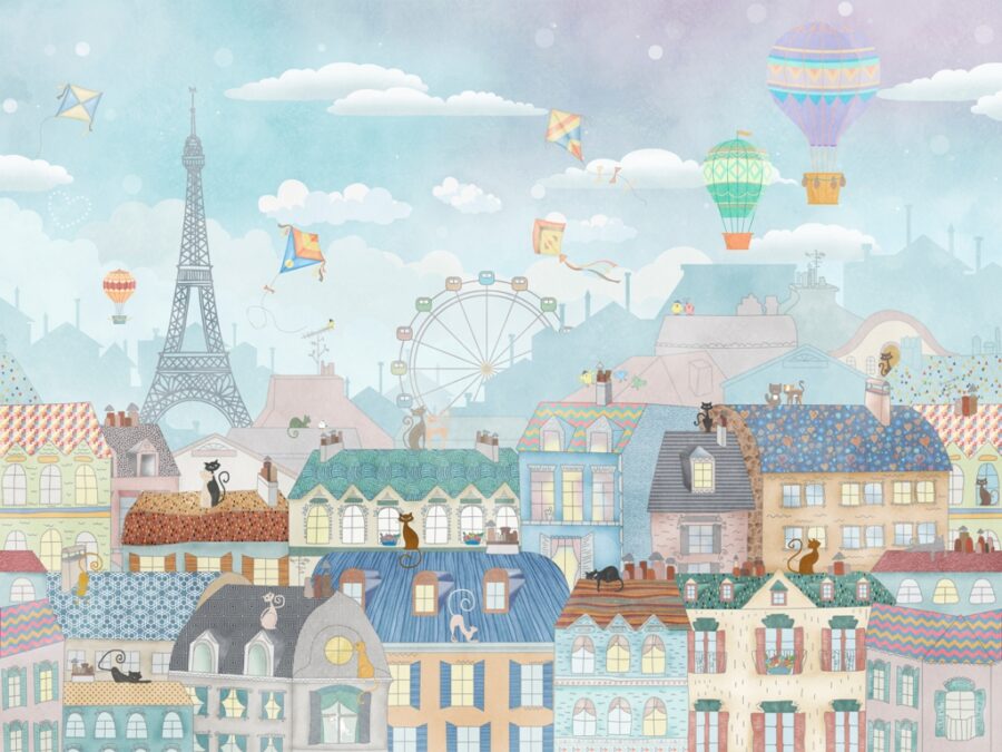Barevná nástěnná malba s panoramatem francouzského hlavního města, zajímavá nabídka pro milovníky cestování a města nad Seinou Barevná Paříž - fotografie číslo 2
