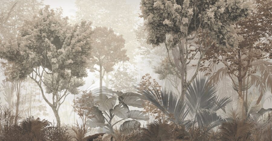 Fototapeta w stonowanych brązach i szarości z egzotyczną roślinnością Las w Sepii - zdjęcie numer 2